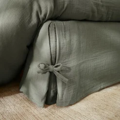 Protection De Literie|EMINZA Cache-sommier Gaze de coton (160 x 200 cm) Gaïa Vert romarin