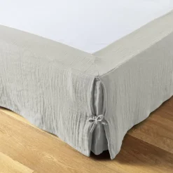 Protection De Literie|EMINZA Cache-sommier Gaze de coton (90 x 190 cm) Gaïa Gris nuage Gris clair