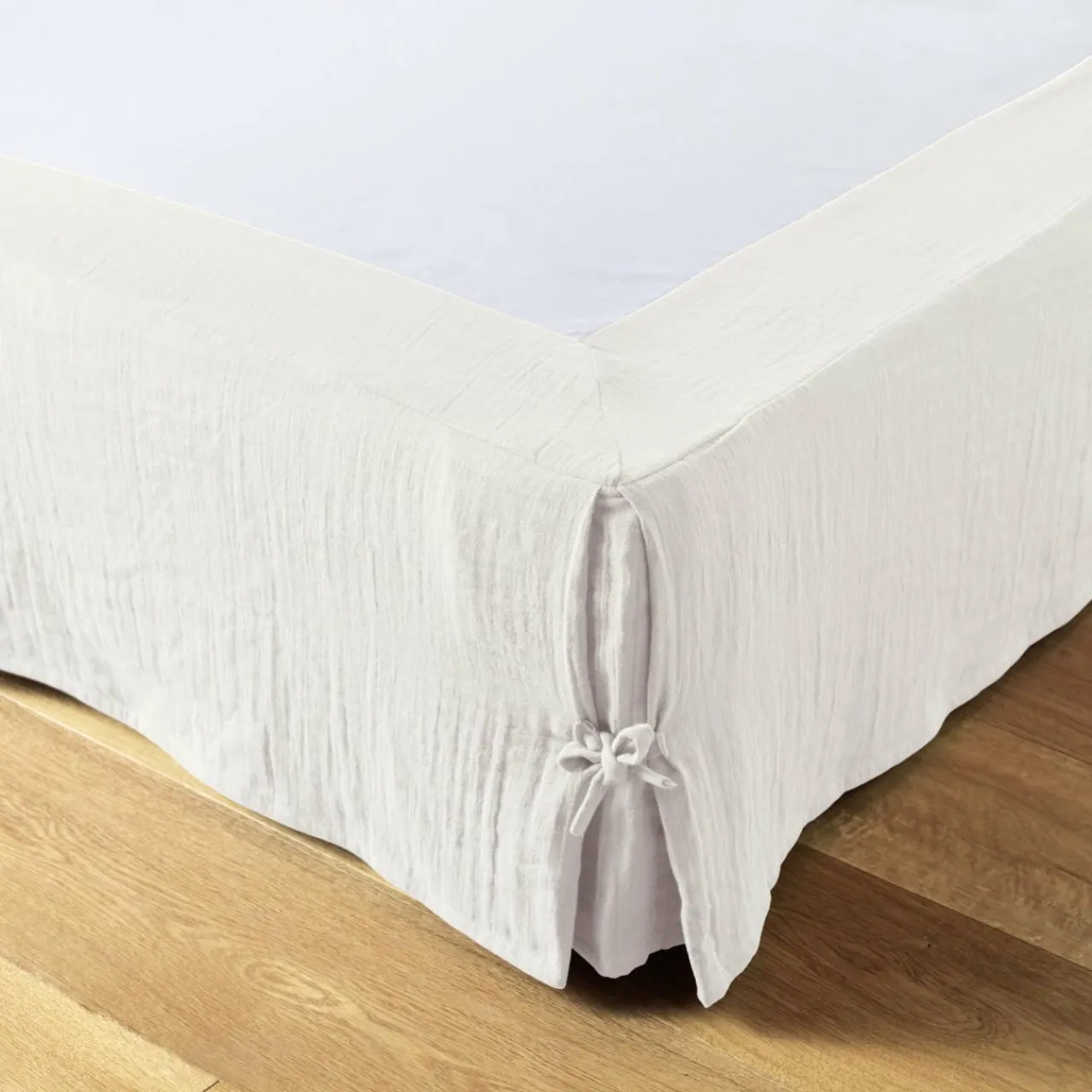 Protection De Literie|EMINZA Cache-sommier Gaze de coton (180 x 200 cm) Gaïa chantilly Blanc