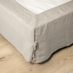 Protection De Literie|EMINZA Cache-sommier lin lavé (140 x 190 cm) Louise Beige