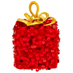 Décoration De Sapin|JJA Cadeau de Noël à suspendre (H10 cm) Sequins Rouge
