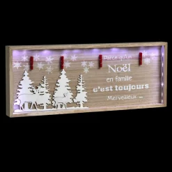 Déco Et Objet De Noël|Déco Et Objet Lumineux|Feeric Lights & Christmas Cadre lumineux en bois à piles (H32 cm) Noel en famille Blanc froid