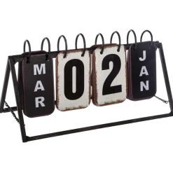Objet Déco|ATMOSPHERA Calendrier à poser en métal (H14 cm ) Vintage Noir