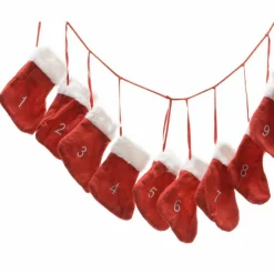 Déco Et Objet De Noël|KAEMINGK Calendrier de l'Avent à remplir Chaussettes de Noël Rouge