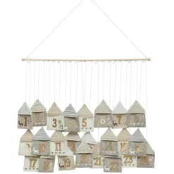 Déco Et Objet De Noël|JJA Calendrier de l'avent à suspendre (90 x 70 cm) Maisonnettes de Noël Naturel