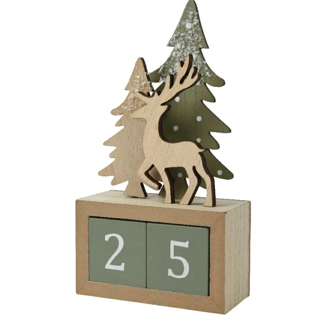 Déco Et Objet De Noël|KAEMINGK Calendrier de Noël cubes en bois (H18 cm) Cerf Naturel