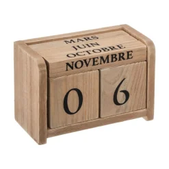 Objet Déco|ATMOSPHERA Calendrier perpetuel en (H7,5 cm) Colonial Bois
