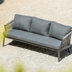 Canapé, Fauteuil Et Table Basse|MOBELLIA Canapé de jardin en aluminium 3 places Amalfi Gris Anthracite