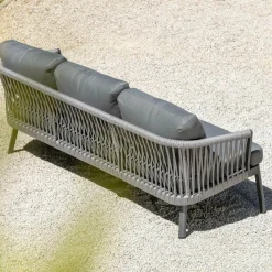 Canapé, Fauteuil Et Table Basse|MOBELLIA Canapé de jardin en aluminium 3 places Amalfi Gris Anthracite