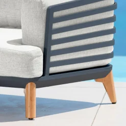 Canapé, Fauteuil Et Table Basse|MOBELLIA Canapé de jardin en aluminium 2 places Monte Carlo Gris anthracite et gris clair Anthracite - Gris Clair