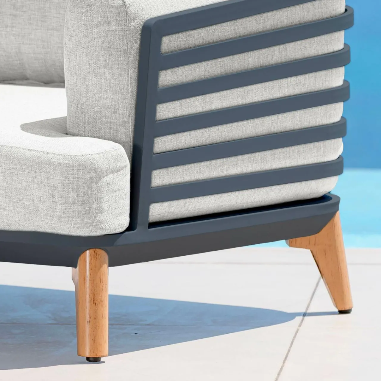 Canapé, Fauteuil Et Table Basse|MOBELLIA Canapé de jardin en aluminium 2 places Monte Carlo Gris anthracite et gris clair Anthracite - Gris Clair