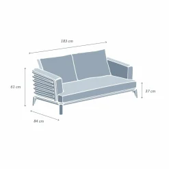 Canapé, Fauteuil Et Table Basse|MOBELLIA Canapé de jardin en aluminium 2 places Monte Carlo Gris anthracite et gris clair Anthracite - Gris Clair