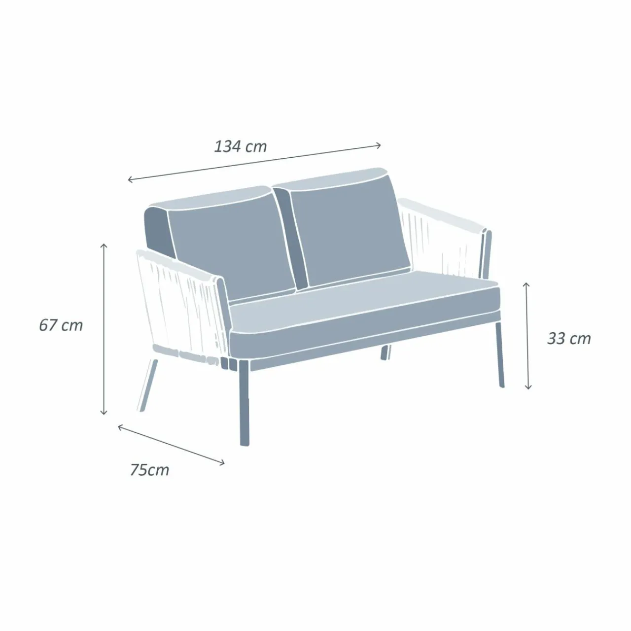 Canapé, Fauteuil Et Table Basse|MOBELLIA Canapé de jardin en aluminium 2 places Amalfi Gris anthracite et gris clair Anthracite - Gris Clair