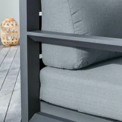 Canapé, Fauteuil Et Table Basse|MOBELLIA Canapé de jardin en aluminium 3 places Elba Gris Anthracite