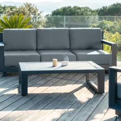 Canapé, Fauteuil Et Table Basse|MOBELLIA Canapé de jardin en aluminium 3 places Elba Gris Anthracite