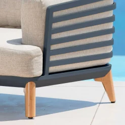 Canapé, Fauteuil Et Table Basse|MOBELLIA Canapé de jardin en aluminium 3 places Monte Carlo Gris anthracite et taupe Anthracite - Taupe