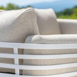 Canapé, Fauteuil Et Table Basse|MOBELLIA Canapé de jardin en aluminium 2 places Monte Carlo Blanc et taupe Blanc - Taupe