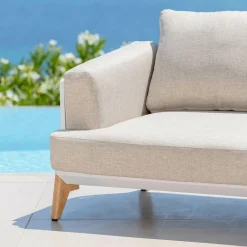 Canapé, Fauteuil Et Table Basse|MOBELLIA Canapé de jardin en aluminium 2 places Monte Carlo Blanc et taupe Blanc - Taupe