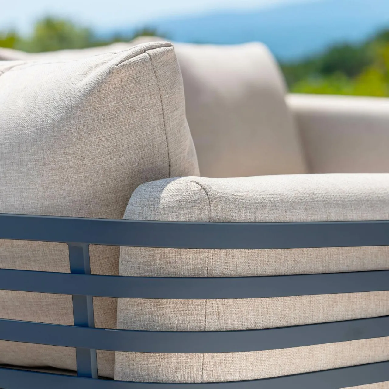 Canapé, Fauteuil Et Table Basse|MOBELLIA Canapé de jardin en aluminium 2 places Monte Carlo Gris anthracite et taupe Anthracite - Taupe