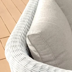 Canapé, Fauteuil Et Table Basse|MOBELLIA Canapé de jardin en résine tressée 2 places Calvi Blanc et taupe Tressé Blanc - Taupe