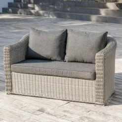 Canapé, Fauteuil Et Table Basse|MOBELLIA Canapé de jardin en résine tressée 2 places Calvi Gris et gris foncé Tressé Gris - Anthracite