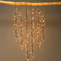 Guirlande Lumineuse|KAEMINGK Cascade lumineuse 2 m 480 LED câble noir Effet scintillant Blanc chaud doré Blanc chaud doré - câble noir