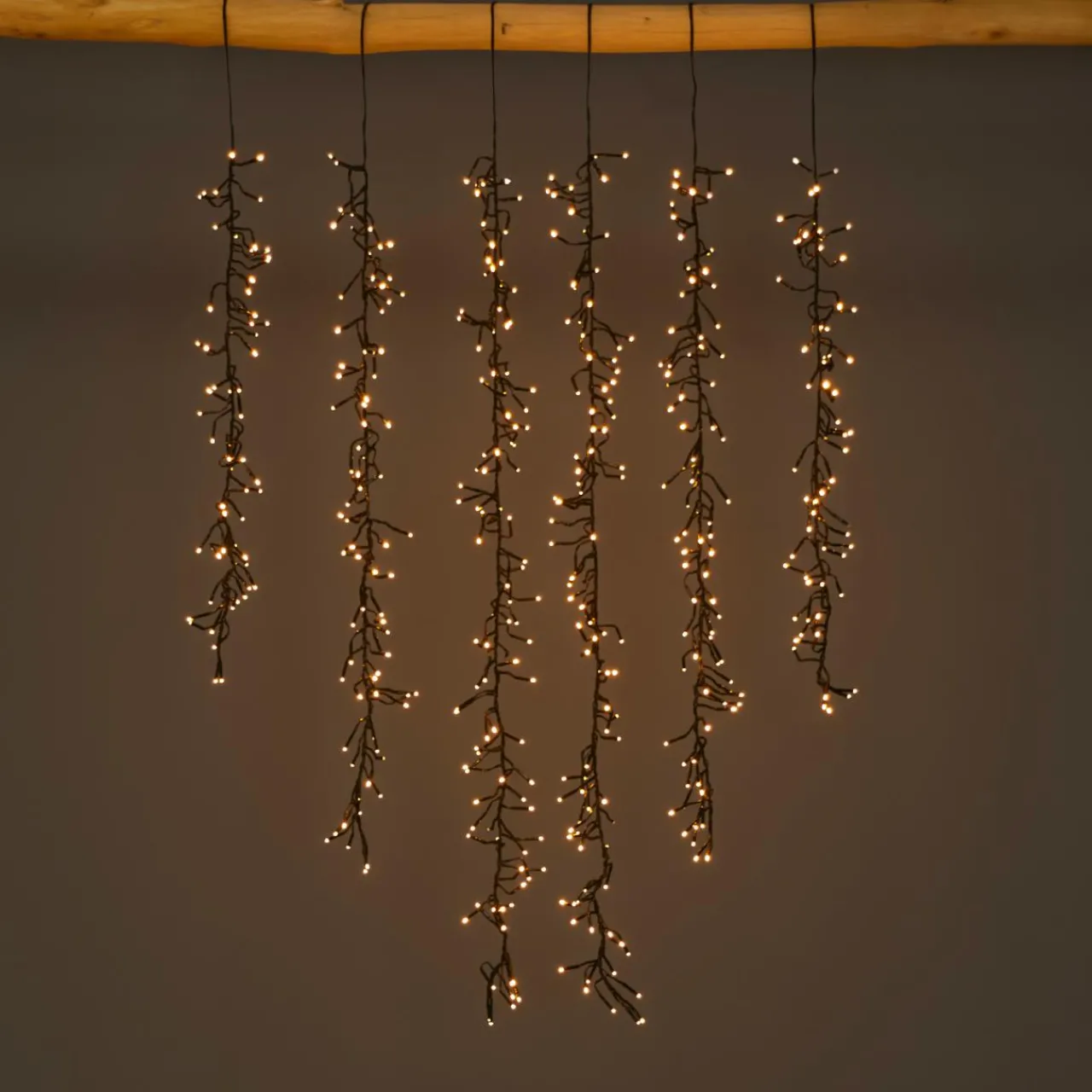 Guirlande Lumineuse|KAEMINGK Cascade lumineuse 1 m 600 Micro LED câble noir 6 descentes Blanc chaud Blanc Chaud - câble noir