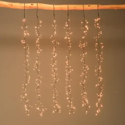 Guirlande Lumineuse|KAEMINGK Cascade lumineuse 1 m 600 Micro LED câble noir 6 Descentes Blanc chaud doré Blanc chaud doré - câble noir