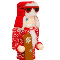 Père Noël, Animaux Et Personnage|JJA Casse-noisette en bois (H38 cm) Bernardo en snow et blanc Rouge