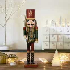 Père Noël, Animaux Et Personnage|KAEMINGK Casse-noisette en bois (H38 cm) Timothé la royauté Vert et Bordeaux