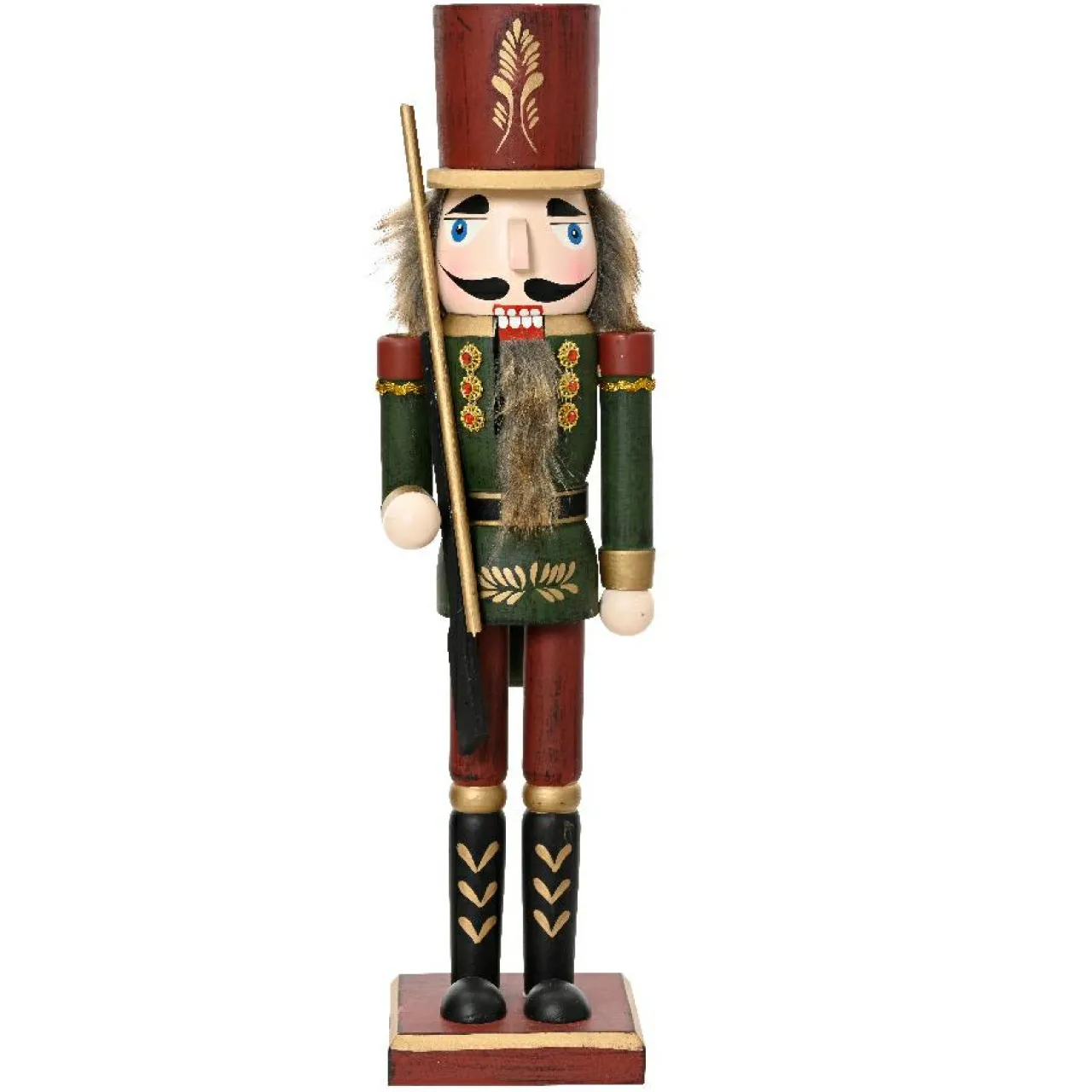 Père Noël, Animaux Et Personnage|KAEMINGK Casse-noisette en bois (H38 cm) Timothé la royauté Vert et Bordeaux