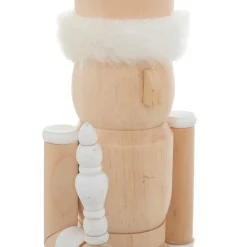 Père Noël, Animaux Et Personnage|JJA Casse-noisette en bois (H38 cm) Bottes fourrées Blanc et bois clair Naturel