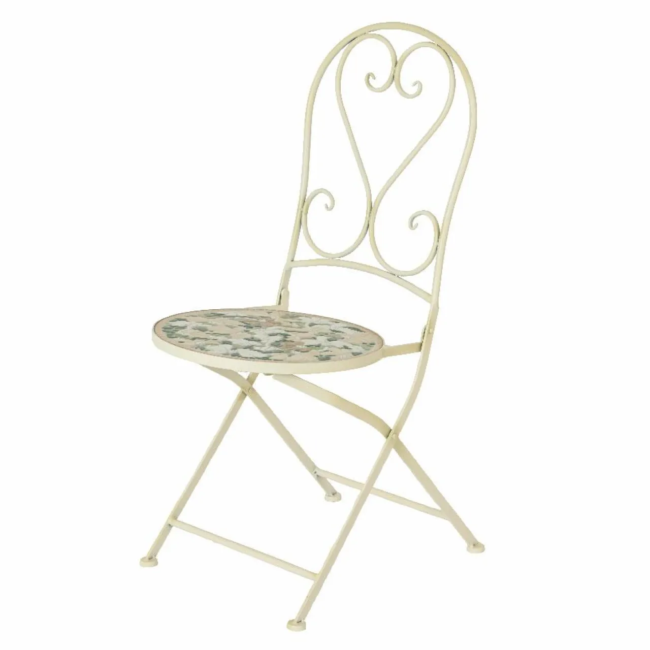Chaise De Jardin|Salon De Balcon|#N/A Chaise bistrot pliable en mosaïque Genève Crème Beige