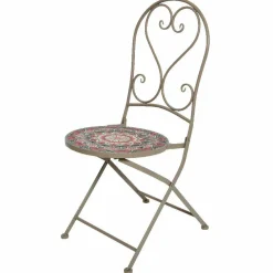 Chaise De Jardin|Salon De Balcon|#N/A Chaise bistrot pliable en mosaïque Narbonne et rose Taupe