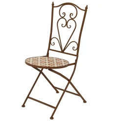 Chaise De Jardin|Salon De Balcon|EMINZA Chaise bistrot pliable en mosaïque Madrid Marron