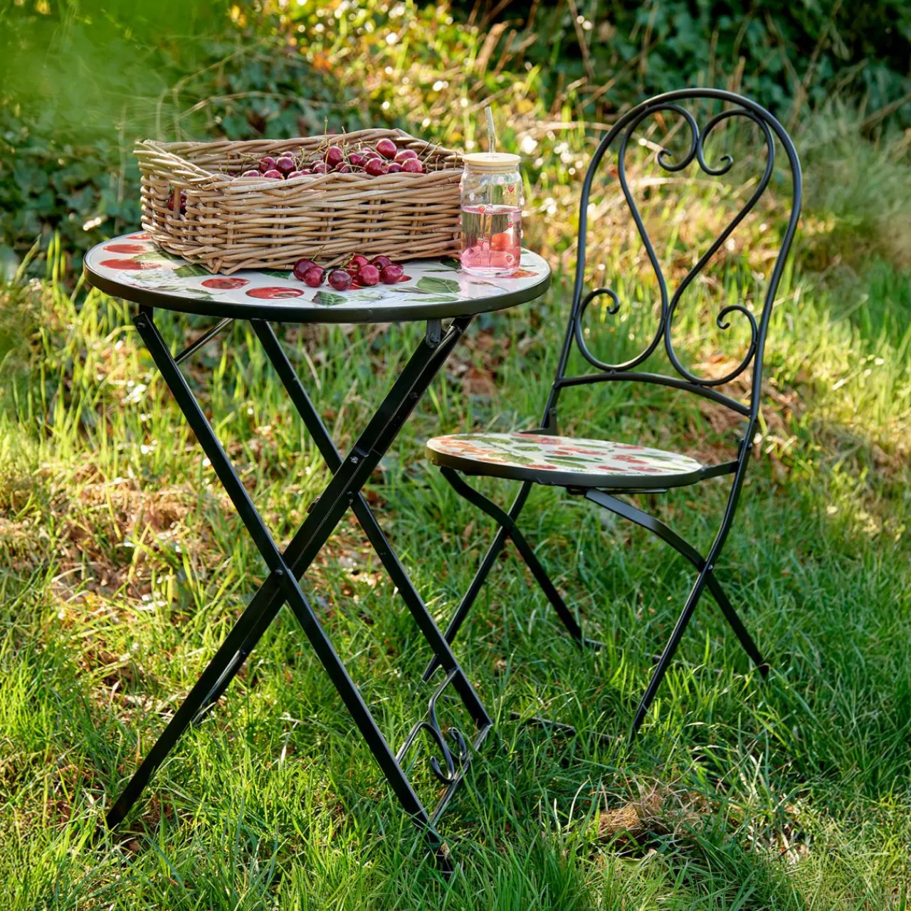 Chaise De Jardin|Salon De Balcon|EMINZA Chaise bistrot pliable en faïence Munich Rouge