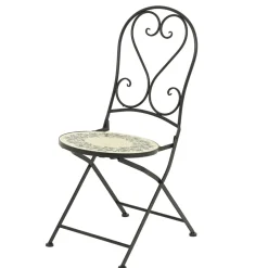 Chaise De Jardin|Salon De Balcon|EMINZA Chaise bistrot pliable en mosaïque Athènes Beige