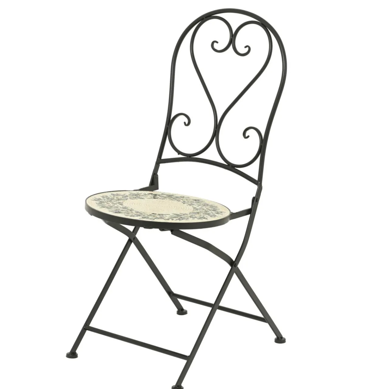 Chaise De Jardin|Salon De Balcon|EMINZA Chaise bistrot pliable en mosaïque Athènes Beige
