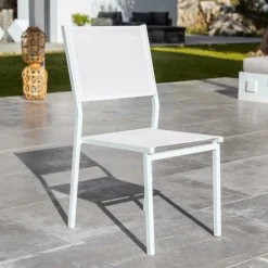 Chaise De Jardin|MOBELLIA Chaise de jardin aluminium empilable Murano he Blanc