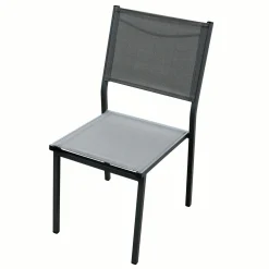Chaise De Jardin|MOBELLIA Chaise de jardin aluminium empilable Murano Gris Anthracite