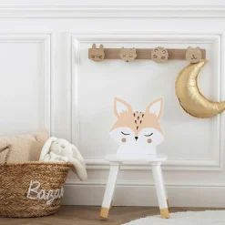 Petit Meuble Enfant|Atmosphera createur d'interieur for kids Chaise enfant bois (H52,5 cm) Douceur Renard he Blanc
