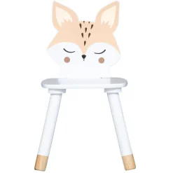 Petit Meuble Enfant|Atmosphera createur d'interieur for kids Chaise enfant bois (H52,5 cm) Douceur Renard he Blanc