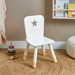 Petit Meuble Enfant|EMINZA Chaise enfant bois (H50 cm) Stars he Blanc