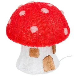 Déco Et Objet Lumineux|JJA Champignon lumineux solaire 30 LED (H21 cm) Forêt magique Blanc froid Rouge