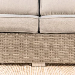 Canapé, Fauteuil Et Table Basse|MOBELLIA Chauffeuse de jardin en résine tressée 2 places Palma Gris et taupe Tressé Blanc - Taupe