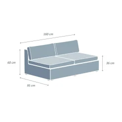Canapé, Fauteuil Et Table Basse|MOBELLIA Chauffeuse de jardin en résine tressée 2 places Palma Blanc et gris Tresse Blanc - Gris