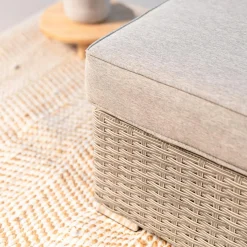 Canapé, Fauteuil Et Table Basse|MOBELLIA Chauffeuse de jardin en résine tressée Palma Gris et taupe Tressé Gris - Taupe