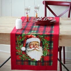 Nappe Et Chemin De Table|STOF Chemin de table en coton (150 x 45 cm) Père Noël Harold Bordeaux