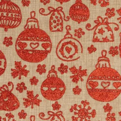 Nappe Et Chemin De Table|Feeric Lights & Christmas Chemin de table en jute (300 x 28 cm) Boules de Noël Rouge
