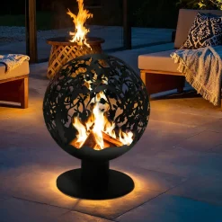 Brasero|#N/A Cheminée brasero extérieur (D50 x H63 cm) Ajourée Noir